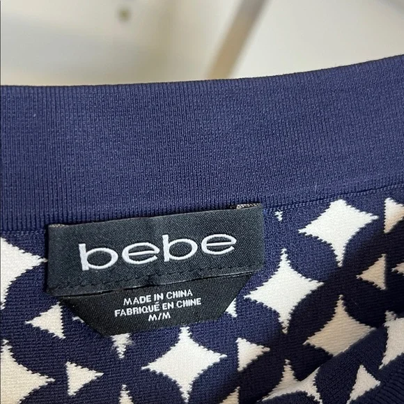 Bebe Navy and White Patterned Crop Top‎ & Matching Skirt Set- M - Picture 9 of 10